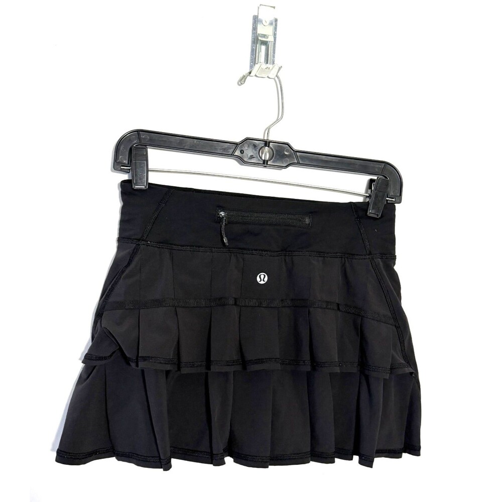 Lululemon Pace Setter Skort Skirt Womens Size 2 / 4 Black Ruffle Athetic